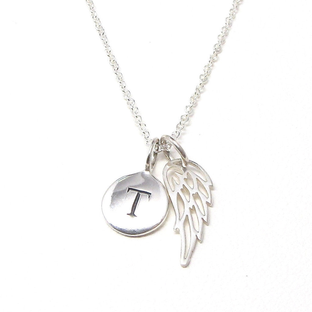 Angel wing necklace hot sale with initial